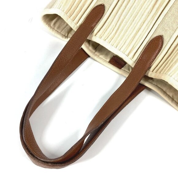 HERMES Kabas Calicut Tote Bag Shoulder Bag Leather/Canvas Beige/Brown - Picture 2 of 16